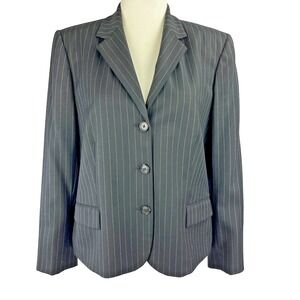 Chaps By Ralph Lauren Blazer Size 16 Jacket Pockets 100% Wool Pinstripe Office